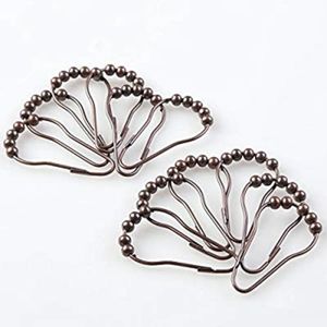 Steel Roller Shower Curtain Rings/Hooks Bronze